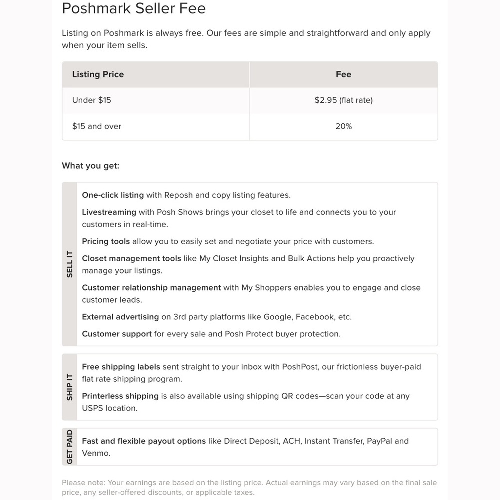 Poshmark Seller Fee Explained